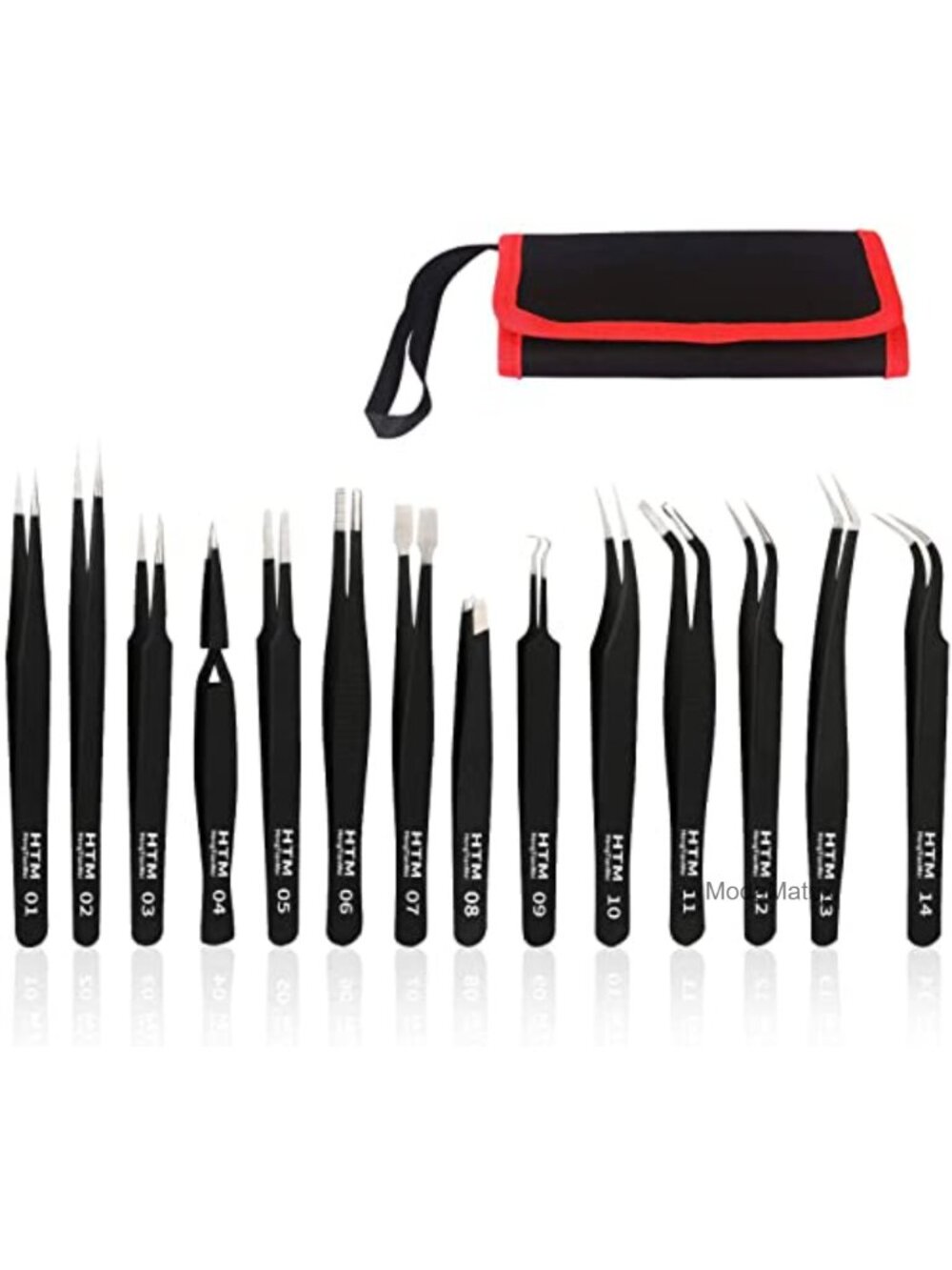 14 Pc Precision Tweezers Set Stainless Steel ESD Anti-Static for Eyelash Crafts